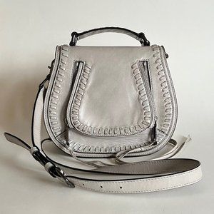 Rebecca Minkoff Gray Small Vanity Saddle Crossbody Bag Whipstich Adjusted Strap